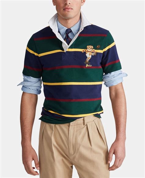 Polo Ralph Lauren Cotton Custom Slim Fit Rugby Bear Mesh Polo Shirt In