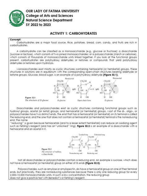 Biochem Lab Activity 1 Carbohydrates… | PDF | Carbohydrates | Hydrolysis 
