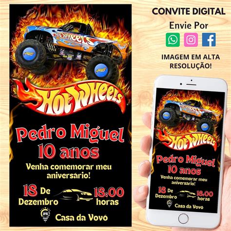 Convite Digital Hot Weels Modelo Elo Produtos Especiais
