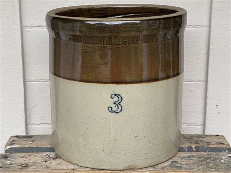 3 Gallon Crock Interesting Piece With A Drippy Brown Glaze On Top