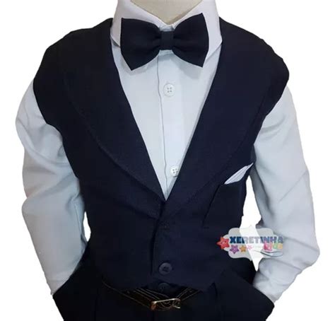 Conjunto Camisa Social Colete Infantil Menino Tipo Terno Frete Gr Tis