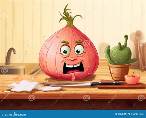 Vector Illustration Of Onion Funny Cartoon Character Stock Illustration