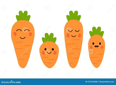 Cute Carrot Cartoon Character Vector Illustration