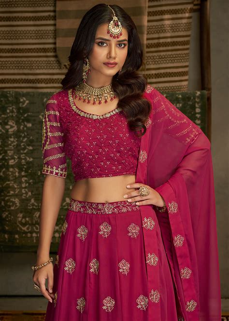 Royal Pink Heavy Designer Work Wedding Partywear Special Lehenga Choli