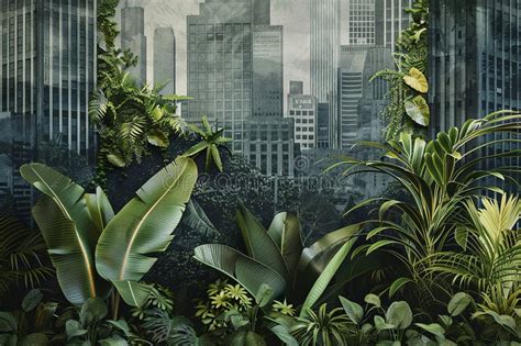 Wall Art Inspired By A Urban Jungle Stock Illustration Illustration