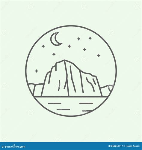 Budge Yosemite National Park Line Art Logo El Capitan Vector