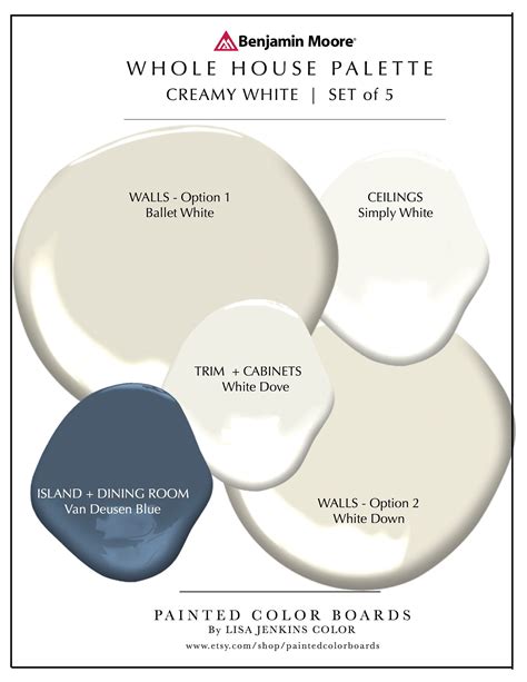 Benjamin Moore CREAMY WHITE Paint Palette 18x12 Painted Color Samples