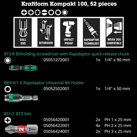 ชดไขควง Wera Kraftform Kompakt 100 05057460001 ชด 52 ชน ลดราคา