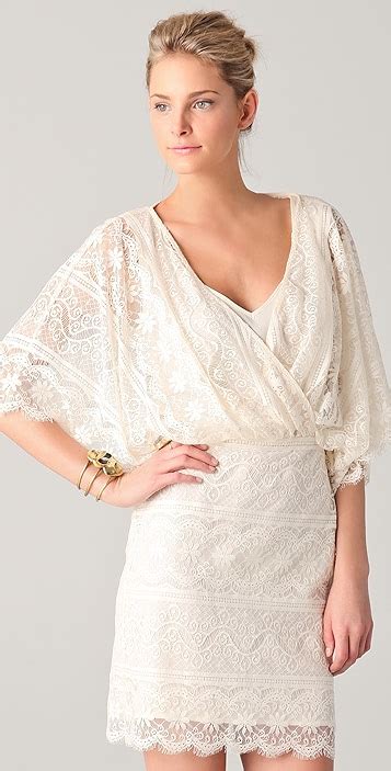 Beyond Vintage V Neck Lace Batwing Dress Shopbop