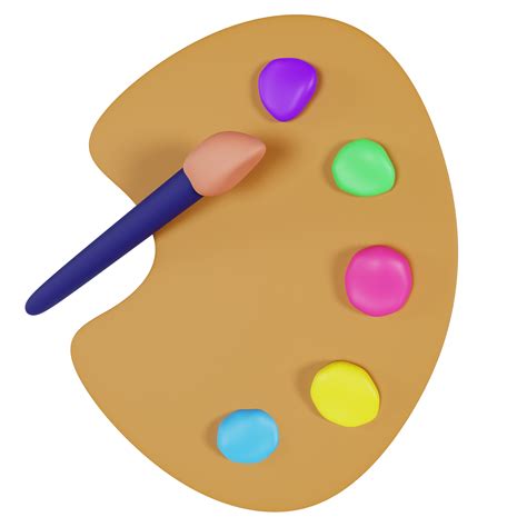 D Color Pallete With Brush Painting Illustration Premium Png Png