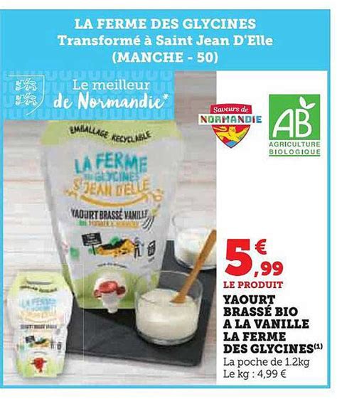 Promo Yaourt Brass Bio La Vanille La Ferme Des Glycines Chez Hyper U