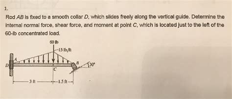 Solved Rod Ab Is Fixed To A Smooth Collar D Which Slides Chegg