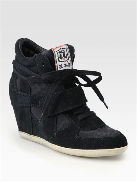 Ash Bowie Suede Wedge Sneakers In Black Lyst