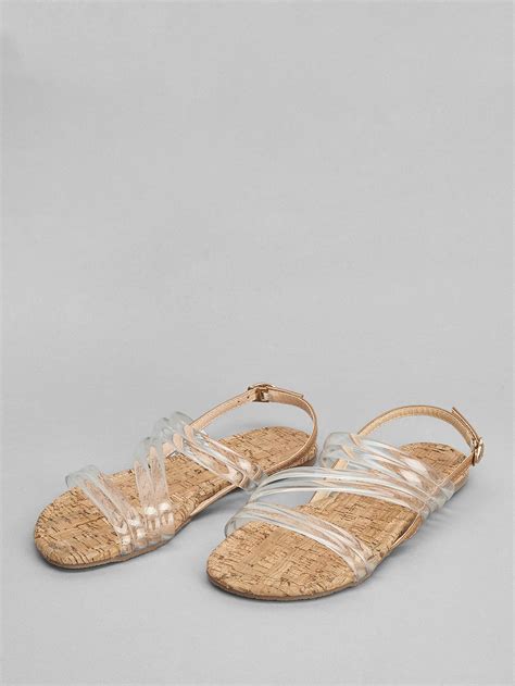 Clear Design Strappy Flat Sandals Romwe