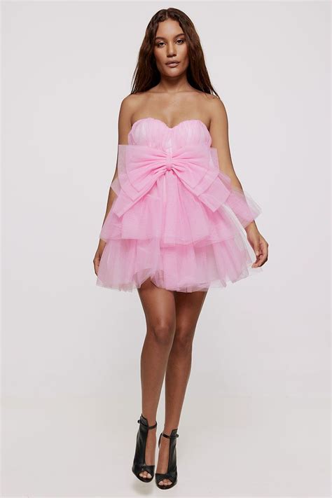 Strapless Tulle Mini Dress Geelist