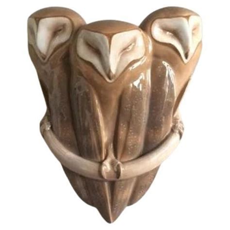 Royal Copenhagen Art Nouveau Wall Pocket Vase With 3 Owls No 274 For