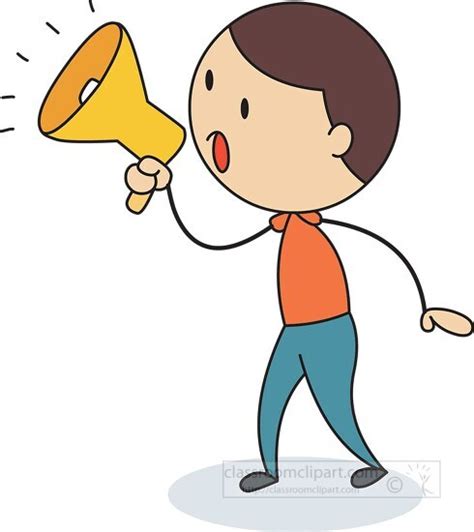 Cartoon Clipart-boy making an announcement using megaphone