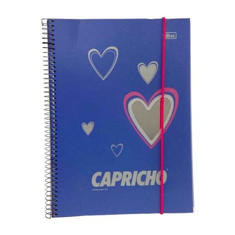 Caderno espiral 01 matéria 96 folhas Tilibra Capricho c elástico