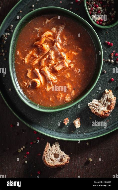 Spicy And Aromatic Tripe Soup Made Of Pork And Spices Spicy And Aromatic Tripe Soup Seasoned