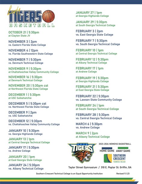 Womens Basketball Schedule Southern Crescent Technical College