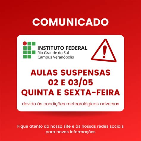 Comunicado Suspens O Das Atividades Presenciais Nos Dias E