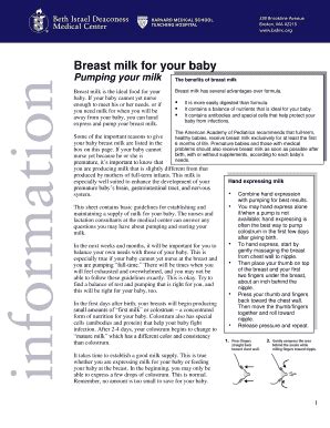 Fillable Online Breast Milk For Your Baby Fax Email Print Pdffiller