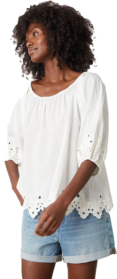 Velvet By Graham Spencer Women S Abigail Schiffli Eyelet Top At