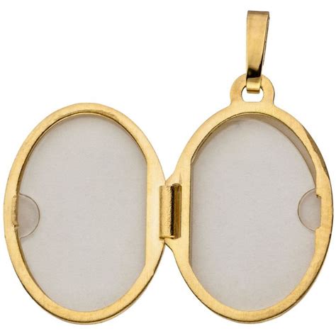 Medaillon Aus Gelbgold Oval Teilmattiert