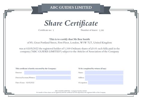 Share Certificate Template Choices : Inform Direct Support