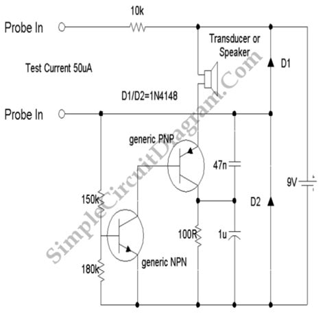 Continuity And Component Tester Simple Circuit Diagram