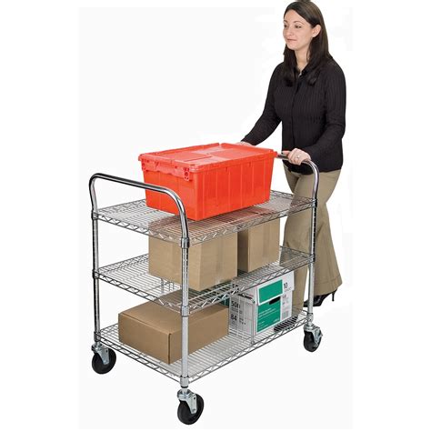 Heavy-Duty Wire Utility Cart - 30 x 18", 3-Shelf - Holliston's Inc.