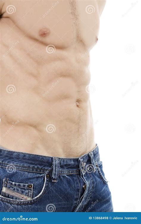 Muscular Torso Of A Man Stock Photo Image Of Space Denim 13868498