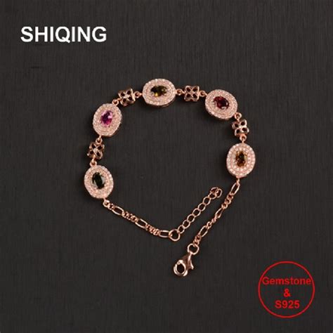 Shiqing Pulsera De Turmalina Natural Con Piedra De Nacimiento De