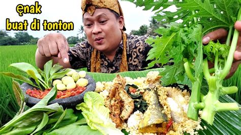 ENAK MUKBANG LALAP JENGKOL MUDA Batang Pepaya Mentah SAMBEL Terasi