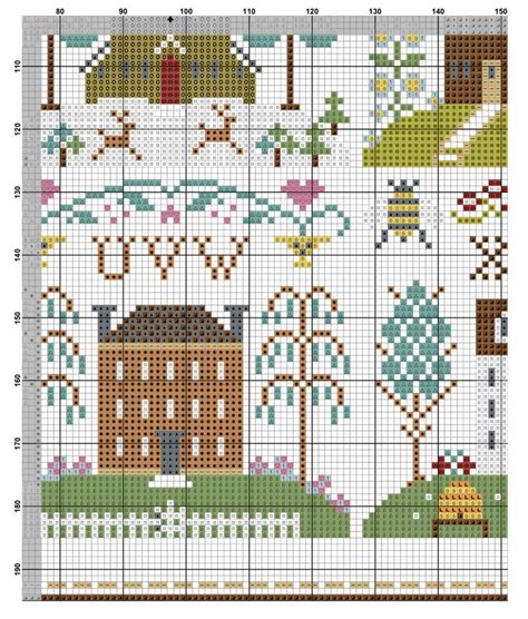 ABC Samplers House Free Cross Stitch Pattern Primitive Cross