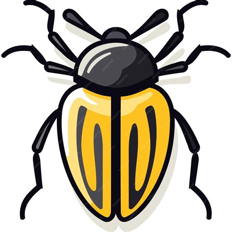 Cute cartoon illustration of a yellow and black beetle | Premium AI