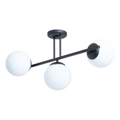 Luz Desing Plafon Luces Barral Elyn De Cor Negro Con Globo Opal E