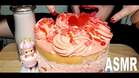 Asmr Strawberry Cake 딸기케이크 먹방 Mukbang Eating Sounds Youtube