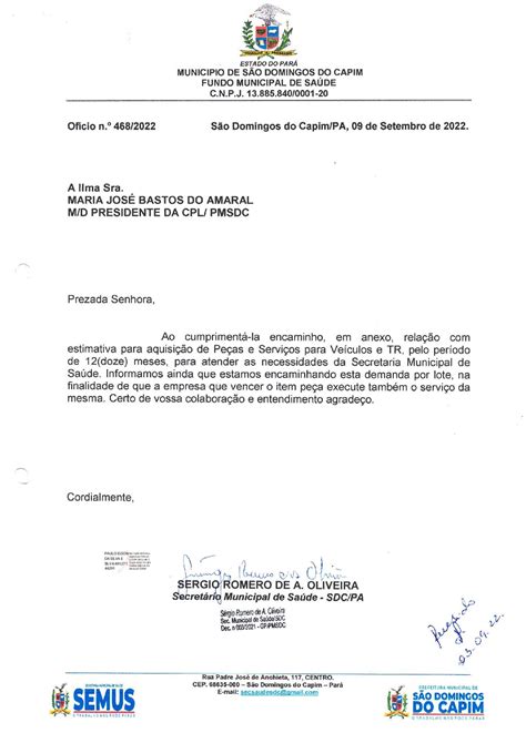 JUSTIFICATIVA Prefeitura Municipal de São Domingos do Capim