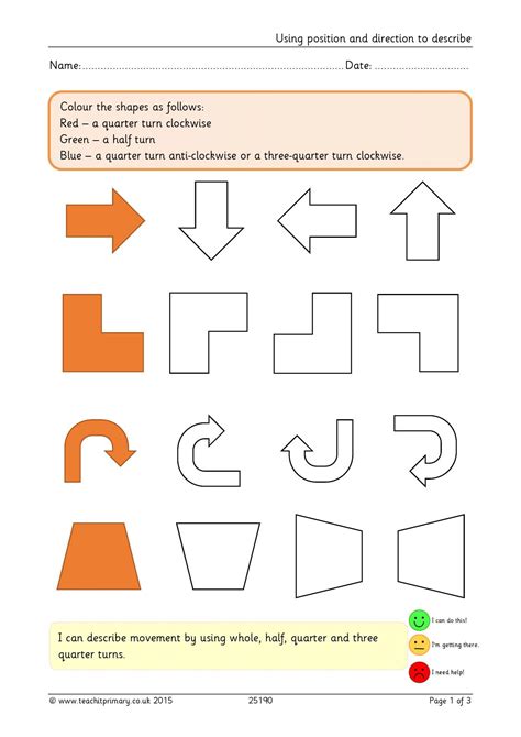 Using Position And Direction To Describe Ks Geometry Position And