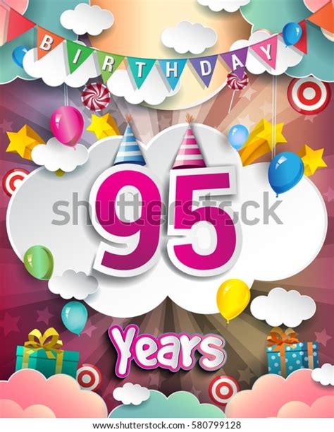 95th Birthday Celebration Greeting Card Design Stock Vector Royalty