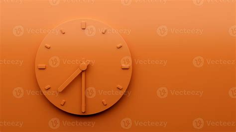 Minimal Orange Clock 7 30 Half Past Seven Oclock Abstract Minimalist