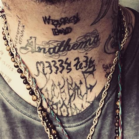 Bam Margera's lettering tattoos on the neck