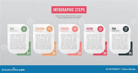 Infographic Template With 5 Options 5 Step Point Infographics Stock