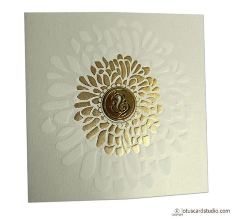 Gold Shine Ganesh Wedding Card Lotus Card Studio