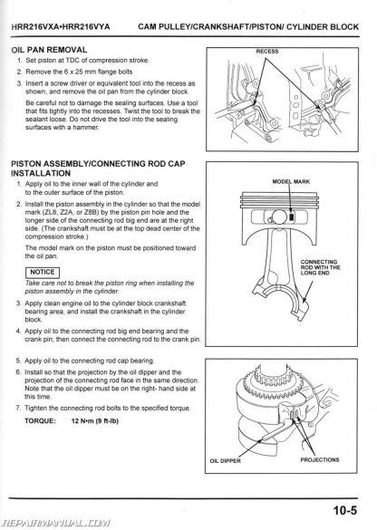 Honda Hrr216vxa Hrr216vya Service Manual