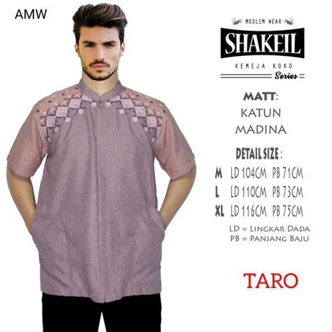 Jual Baju Koko Muslim Laki Laki Bordir Lengan Pendek Pria Bahan Katun