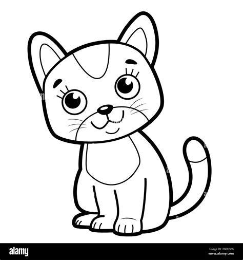 Libro para colorear o página para niños Ilustración de Cat en blanco y