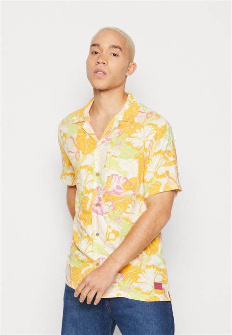 Scotch And Soda Short Sleeved Camp Shirt Chemise Yellow Jaune