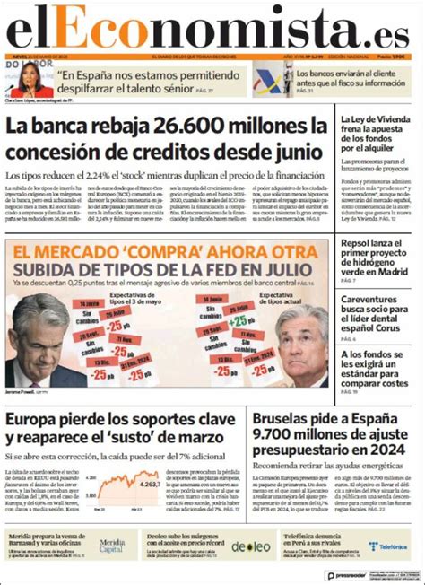 Portada EL ECONOMISTA Hoy edición impresa periódico